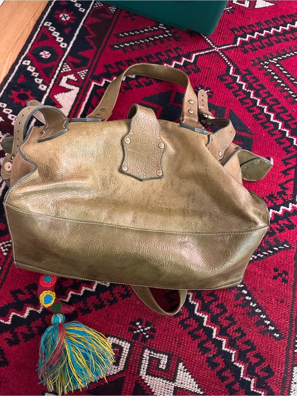 Mulberry Roxanne Olive Green Leather Satchel Shoulder Handbag Vintage Tote - Picture 9 of 10